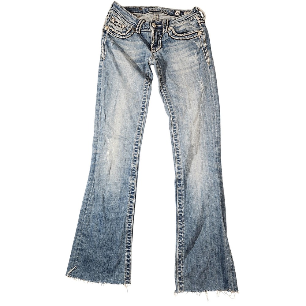 Vintage Y2K 2000's Retro Miss Me Jeans Womens 25 Bootcut Bling Denim Low Rise